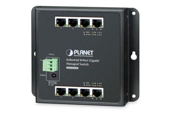 PLANET WGS-804HPT - Switch - Styrt - 4 x 10/100/1000 (PoE+) + 4 x 10/100/1000 - DIN-skinnemonterbar, veggmonterbar - PoE+ (144 W) - DC-strøm