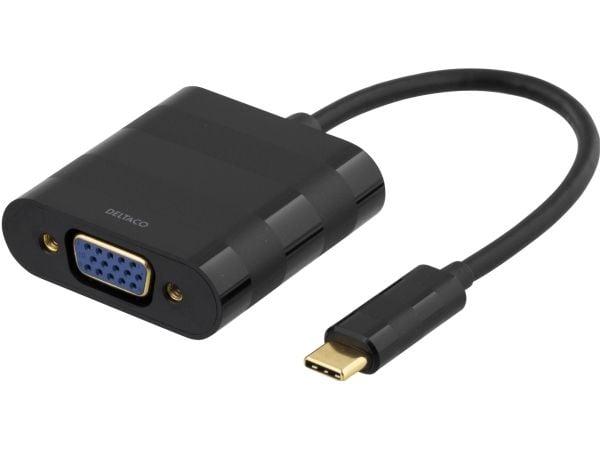 DELTACO USBC-VGA - Ekstern videoadapter - USB-C - VGA - svart