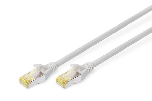 DIGITUS - Patchkabel - RJ-45 (han) til RJ-45 (han) - 1 m - SFTP - CAT 6a - booted, knastfri - grå (pakke med 10)