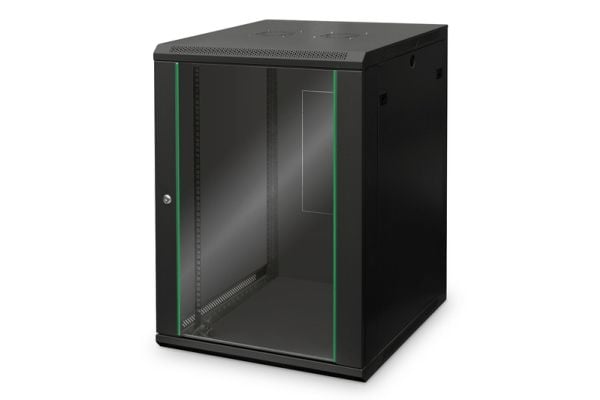 DIGITUS Dynamic Basic DN-19 16U-6/6-EC-SW - Rack skap - veggmonterbar - svart, RAL 9005 - 16U - 19"