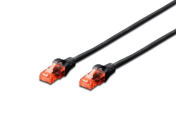 DIGITUS Professional - Patch-kabel - RJ-45 (hane) till RJ-45 (hane) - 25 cm - UTP - CAT 6 - IEEE 802.3 - halogenfri, formpressad, hakfri - svart