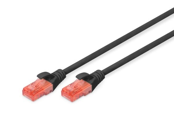DIGITUS Professional - Patch-kabel - RJ-45 (hane) till RJ-45 (hane) - 25 cm - UTP - CAT 6 - IEEE 802.3 - halogenfri, formpressad, hakfri - svart
