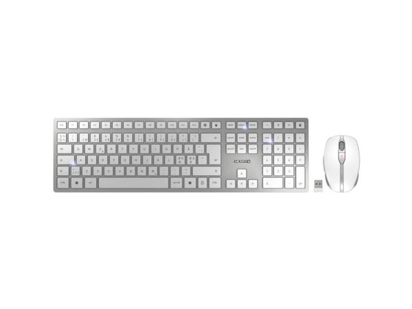 CHERRY DW 9100 SLIM, RF Wireless + Bluetooth, Hopea, Sisältää hiiren