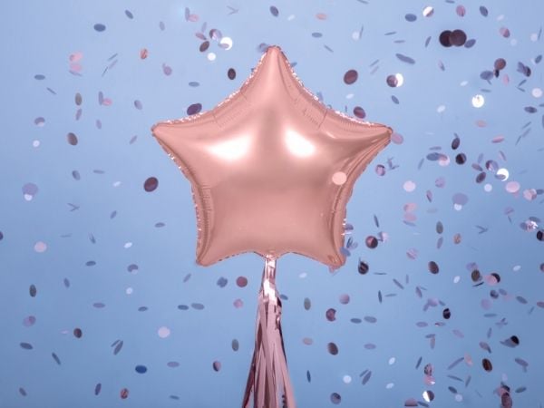 PartyDeco Star, Lekeballong, Rosegull, Star, Ikke for barn under 36 måneder, 480 mm, 50 stykker