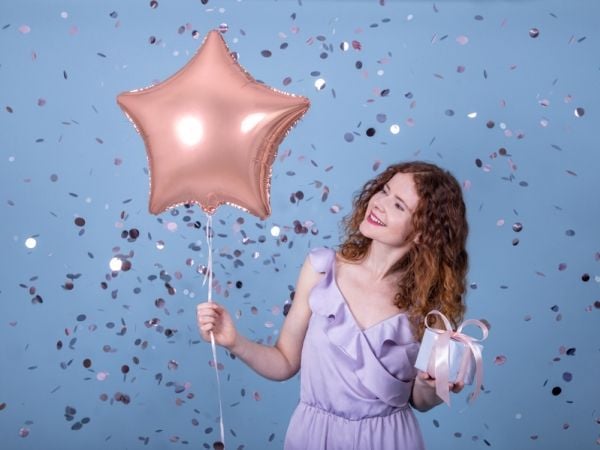 PartyDeco Star, Lekeballong, Rosegull, Star, Ikke for barn under 36 måneder, 480 mm, 50 stykker