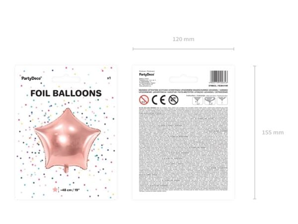 PartyDeco Star, Lekeballong, Rosegull, Star, Ikke for barn under 36 måneder, 480 mm, 50 stykker