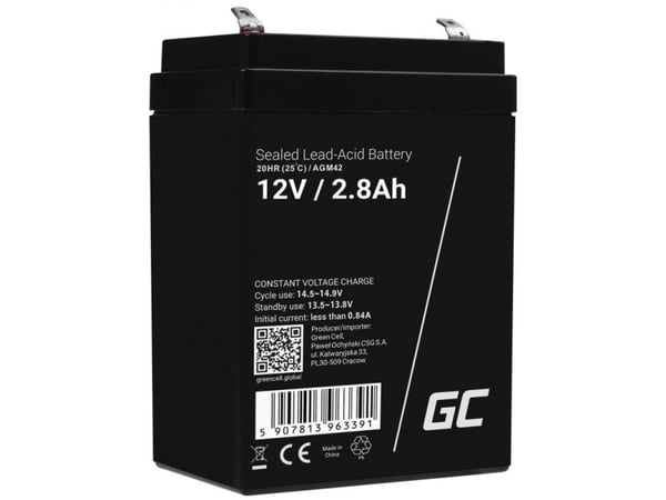 Green Cell - Alarm system battery - blysyre - 2.8 Ah - svart