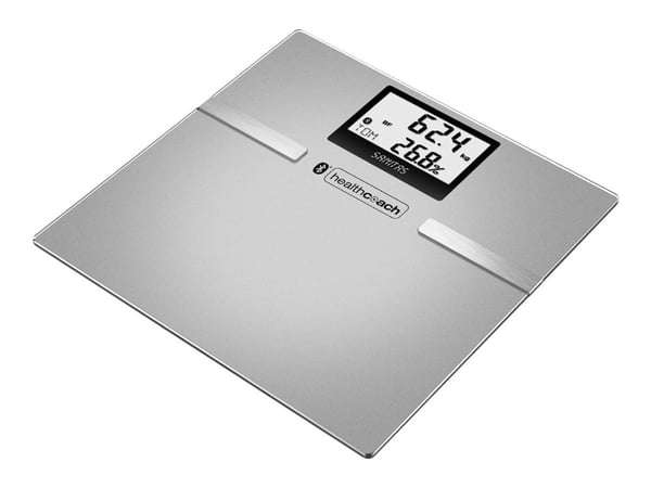 Sanitas SBF 70, Sähkökäyttöinen henkilövaaka, 180 kg, 100 g, Hopea, kg, lb, ST, Neliö Sanitas SBF 70, Sähkökäyttöinen henkilövaaka, 180 kg, 100 g, Hopea, kg, lb, ST, Neliö