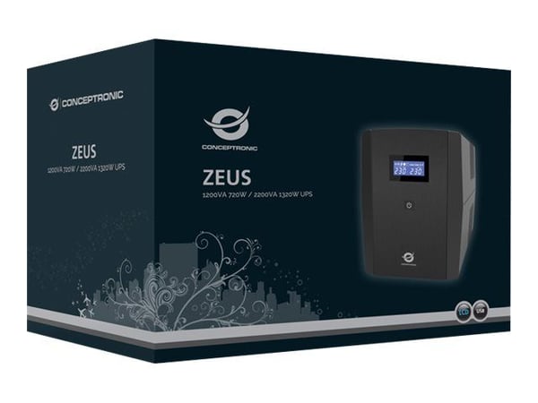 Conceptronic Zeus 03E - UPS - AC 220-240 V - 720 Watt - 1200 VA - 7 At - USB - lähtöliittimet: 6
