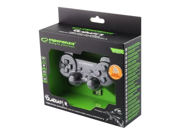 Esperanza GLADIATOR - Spelkontroll - trådlös - 2.4 GHz - svart - för PC, Sony PlayStation 3