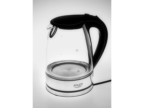 Adler AD 1225, 1,7 l, 2000 W, Sort, Rustfritt stål, Gjennomsiktig, Plast, Vannivåindikator, Trådløs
