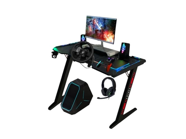 Raptor Gaming GT-100 RGB, Rett, Rektangulær form, Stål, Spilling, Rød/grønn/blå, 1200 mm
