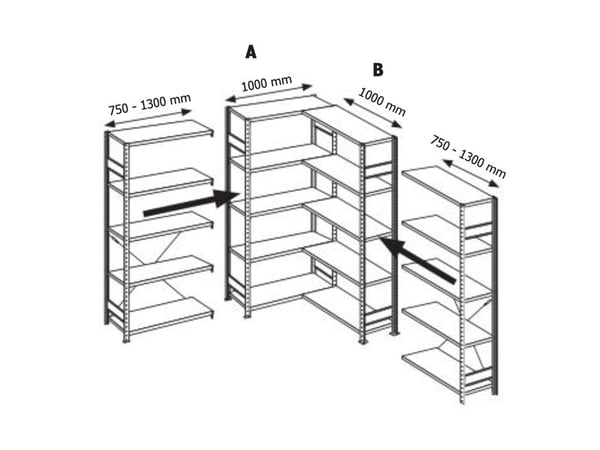 Hylla-A boltless hörnförvaringshylla 1000x400 mm 150 kg