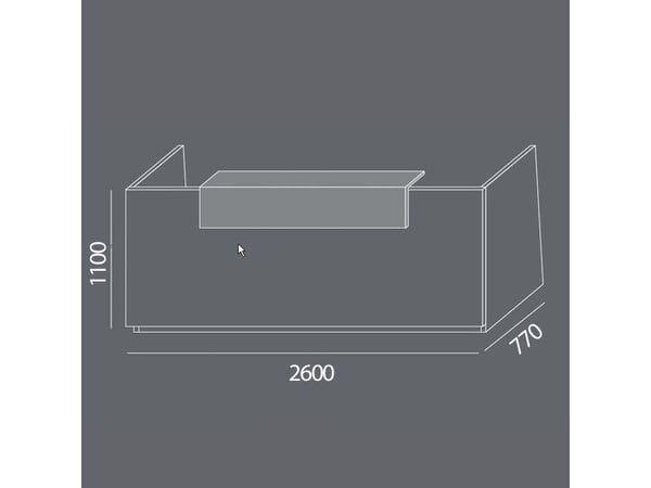 Vastaanotto DNA Valkoinen 2600 mm, Kiinteä pöytälevy