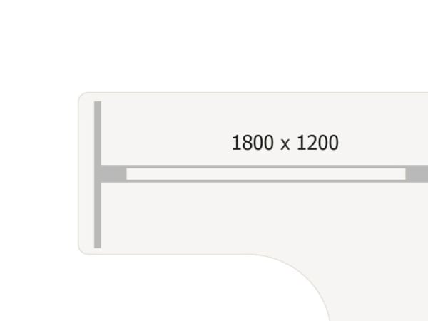 Höj- och sänkbord DNA, ljusgrå 1800x1200 mm, höger 2-bens/statö/ vit