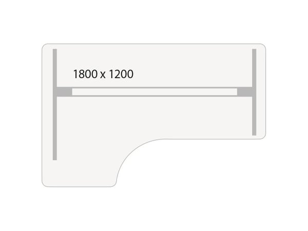 Nosto-/laskupöytä DNA, vaaleanharmaa 1800x1200 mm Vasen 2-jalkainen/Valkoinen