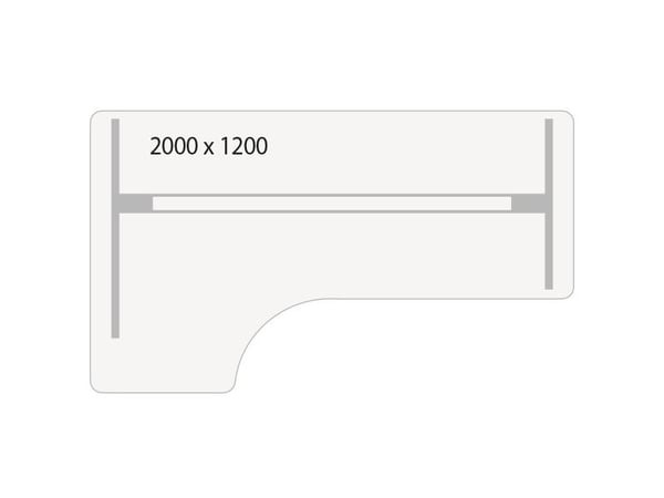 Hæve-sænkebord DNA, Lysgrå 2000x1200 mm Venstre 2-ben/Sort