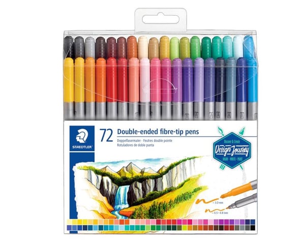 STAEDTLER - Märkpenna med dubbel spets - blandfärger - 0.5-0.8 mm / 3 mm - smal / bred (paket om 72)