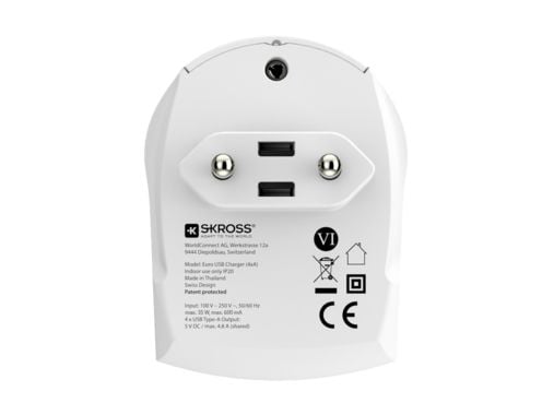 Skross 1.302422, Innendørs, AC, 5 V, Hvit