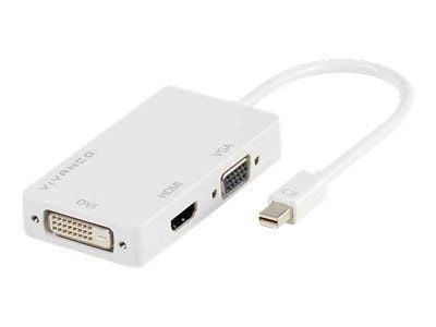 Vivanco - Videoadapter - Mini DisplayPort han til HD-15 (VGA), HDMI, DVI hun - 10 cm - hvid