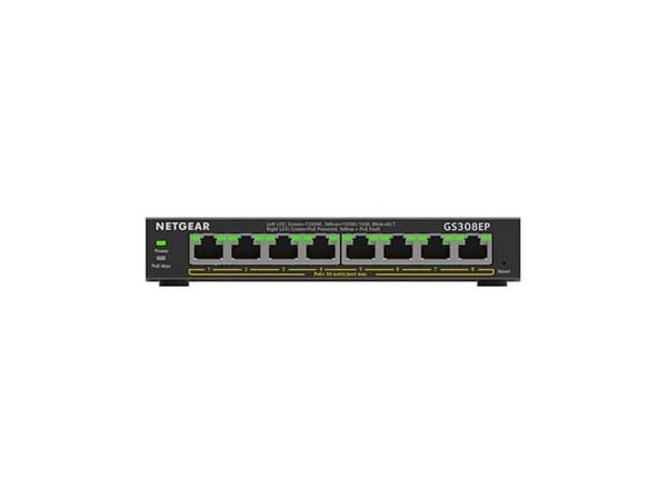 NETGEAR Plus GS308EP - Switch - smart - 8 x 10/100/1000 (PoE+) - stasjonær, veggmonterbar - PoE+ (62 W)