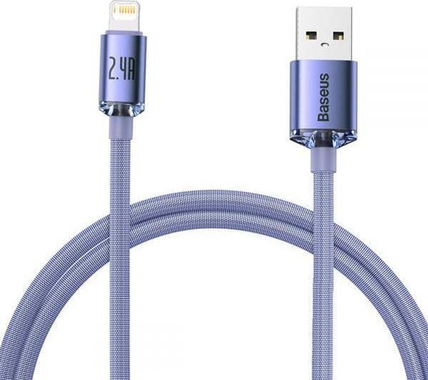 USB-Lightning Baseus Crystal Shine -kaapeli, 2,4A, 1,2 m (violetti)