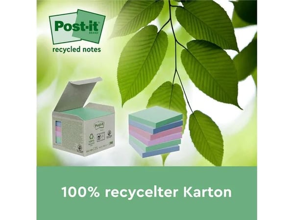 3M Post-it, firkant, Blå, Grønn, Rosa, Lilla, Papir, 60%, 76 mm, 100 ark