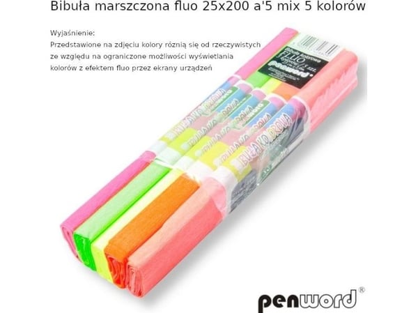 Polsirhurt fluo mix kreppapir 5 farger 25x200 5 stk