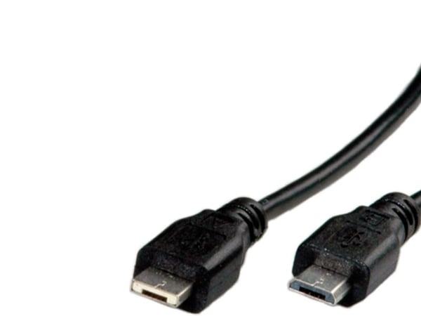 ROLINE 11.02.8753, 1,8 m, Micro-USB A, Micro-USB B, USB 2.0, Hankjønn/hankjønn, Sort