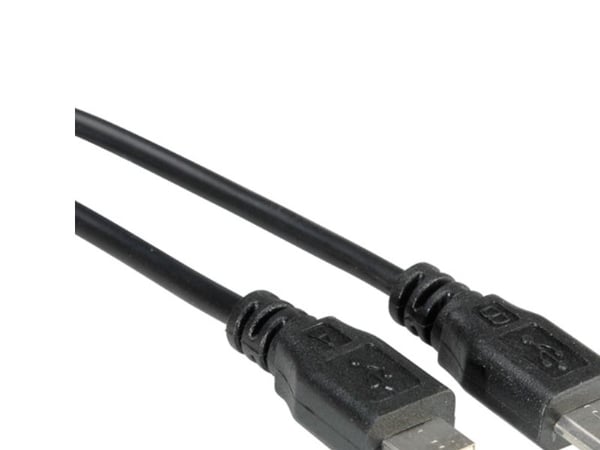 ROLINE 11.02.8753, 1,8 m, Micro-USB A, Micro-USB B, USB 2.0, Hankjønn/hankjønn, Sort
