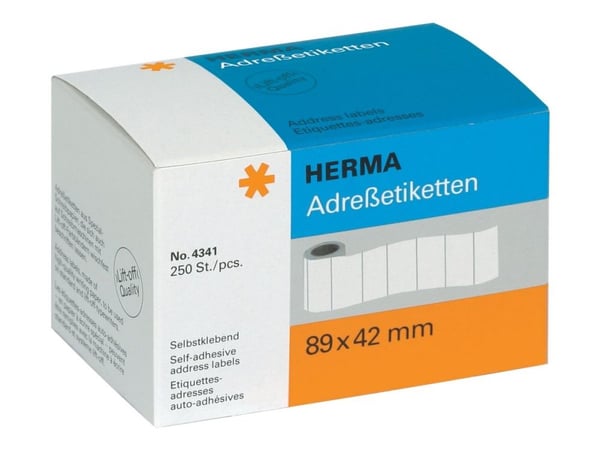 HERMA - Matt - selv-adhesiv - hvit - 89 x 42 mm 250 stk (1 rull(er) x 250) adresselapper HERMA - Matt - selv-adhesiv - hvit - 89 x 42 mm 250 stk (1 rull(er) x 250) adresselapper