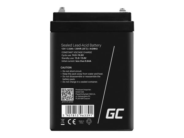Green Cell - Alarm system battery - blysyre - 2.8 Ah - svart