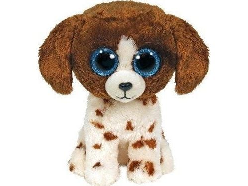 Meteor gosedjur Ty Beanie Boos hund brun/vit - Muddles 15 cm