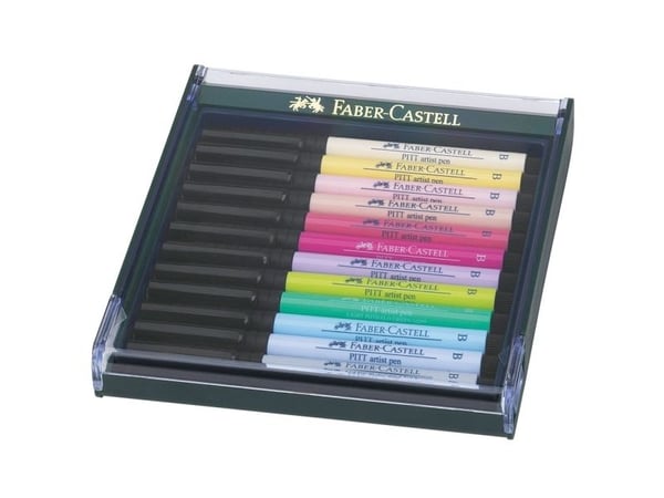 Faber-Castell PITT Artist Pen B - Børstepenn - permanent - assorterte pastellfarger - tusj (en pakke 12)