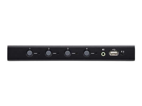 ATEN 4-Port KM Switch, USB-B, audio out, Boundless Switching, black