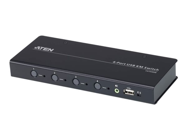 ATEN 4-Port KM Switch, USB-B, audio out, Boundless Switching, black