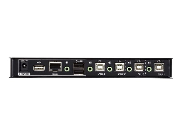 ATEN 4-Port KM Switch, USB-B, audio out, Boundless Switching, black