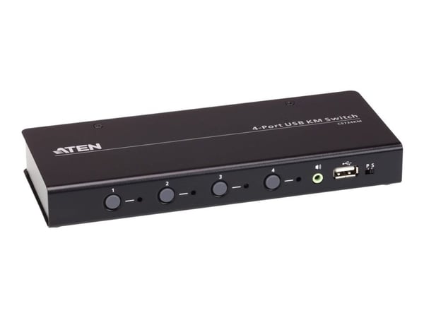 ATEN 4-Port KM Switch, USB-B, audio out, Boundless Switching, black
