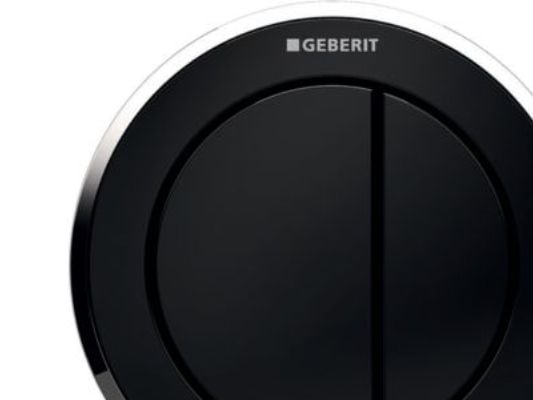 Geberit betj. Omega10 sort - t/dobb.skyl, pneumatisk, betj. på møbel, sort blankforkromet
