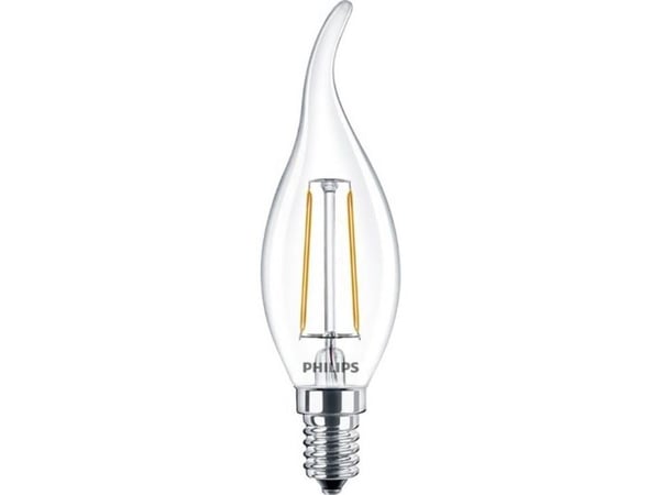Philips CorePro - LED-filamentlyspære - form: BA35 - klar finish - E14 - 2 W (ekvivalent 25 W) - klasse E - varmt hvitt lys - 2700 K