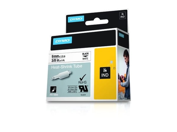 DYMO RhinoPRO Heat shrink tubing - Polyolefin - hvit - Rull (0,9 cm x 1,5 m) 1 rull(er) hylser - for Rhino 4200, 6000, 6000 Hard Case Kit