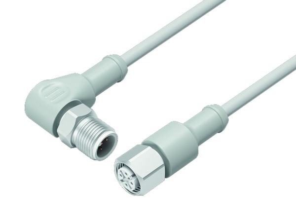 BINDER 77 3730 3727 40404-0200, 2 m, M12, M12, Hanstik/Hunstik, Grå, Termoplastisk elastomeeri (TPE)