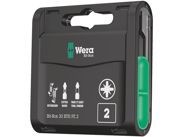 Wera Bit-Box 20 BTH PZ - Spiss for skrutrekker - 20 deler - pozidriv - PZ2 - heksagonal - lengde: 25 mm