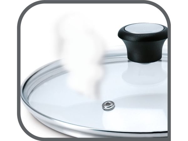 Tefal 28097912, Pyöreä, Musta, Terästä, Läpinäkyvä, Lasi, Terästä, Bakeliitti, Musta, Kiina