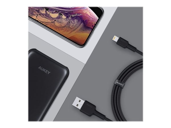 Aukey - Lightning-kaapeli - USB-uros Lightning-uros - 1,2 m
