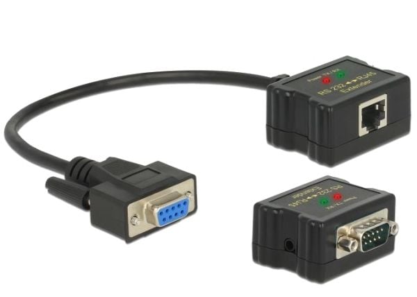 Delock Extender RS-232 DB9 female RJ45 female to RS-232 DB9 male RJ45 female - Utvidet temperaturområde - seriell portutvider - RS-232 - opp til 12...