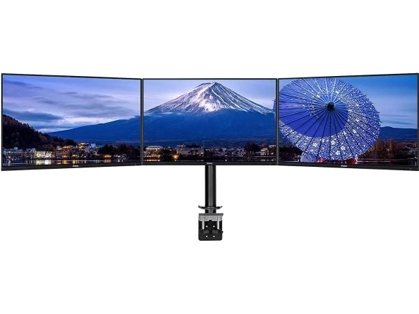 Iiyama DS1003C-B1 - Stativ - justerbar arm - for 3 skjermer - svart - skjermstørrelse: 10"-27" - skrivebordsstativ