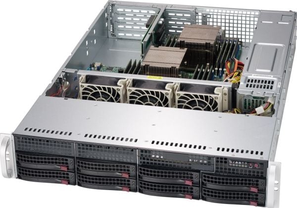 Supermicro SC825 TQC-R802WB - Rackmonterbar 2U - forbedret og utvidet ATX - SATA/SAS - hot-swap 800 watt - svart