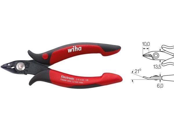 Wiha Electronic, Diagonal tang, Stål, Sort, Rød, 138 mm, 14 cm (5.5"), 80 g