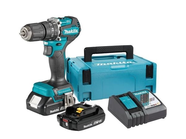 Makita DHP487RAJ - Hammerbor/driver - trådløs - 2 hastigheter - nøkkelfri borhylse 13 mm - 40 N·m - 2 batterier - 18 V